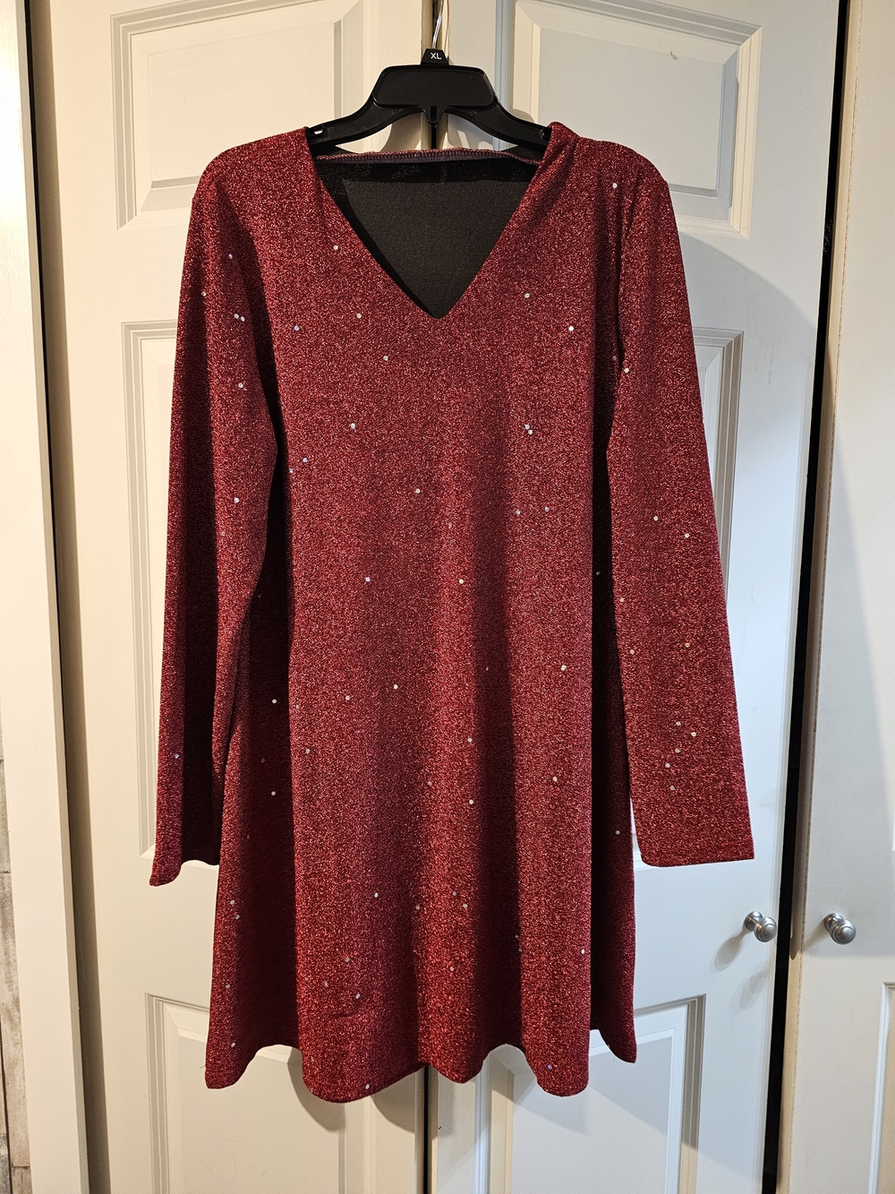 Embellished V-Neck Red Mini Dress